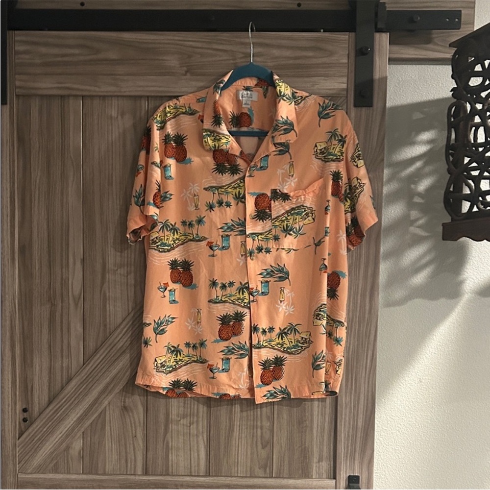 Croft & Barrow Orange‎ Tropical Print Shirt Men’s Size Large